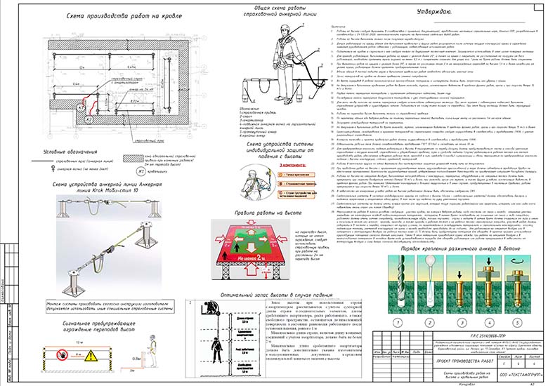 Схемы производства работ при выполнении работ на высоте